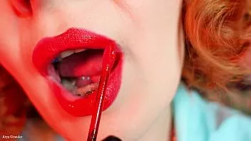 Play Asmr video - lipstick process - milf with braces